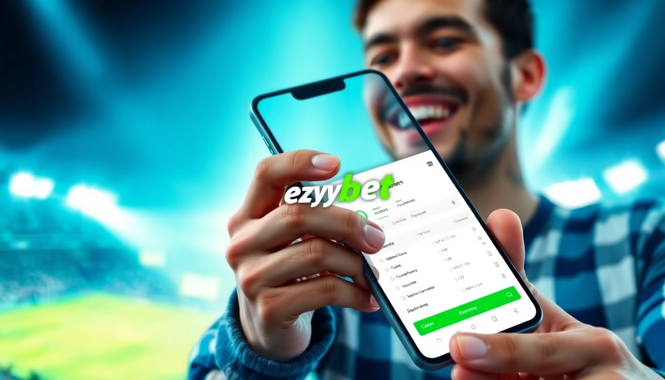 Experience seamless betting with ezybet's user-friendly platform displayed on a smartphone.