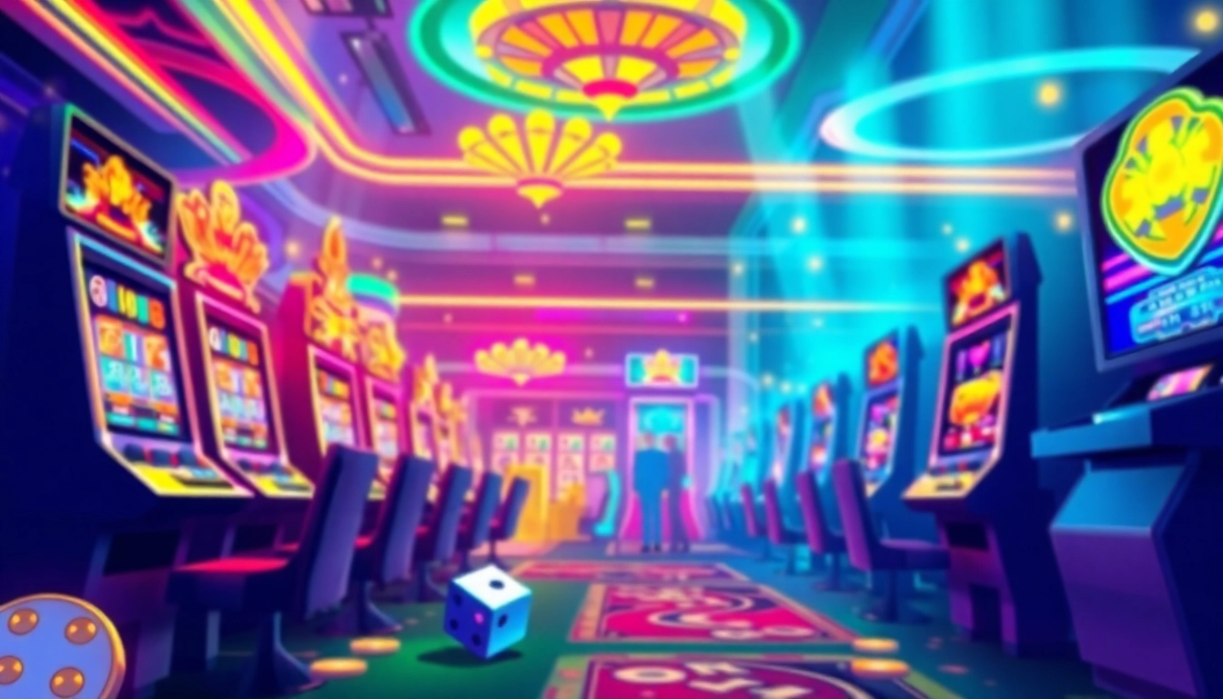 Experience the thrill of online gaming at wings789 with exciting slot machines and vibrant neon lights.