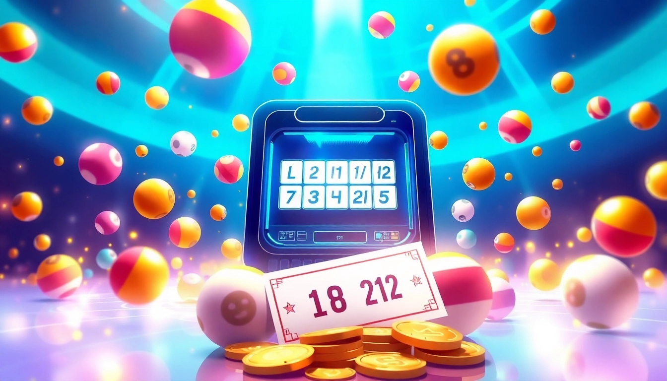 Exciting digital lottery scene representing lottorich28's vibrant gaming experience.