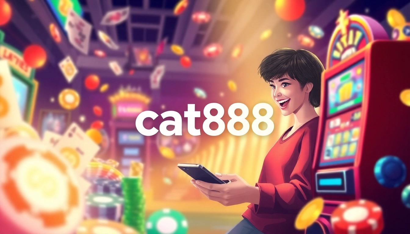 Experience the excitement of cat888 with vivid lottery and casino visuals conveying thrilling gaming.