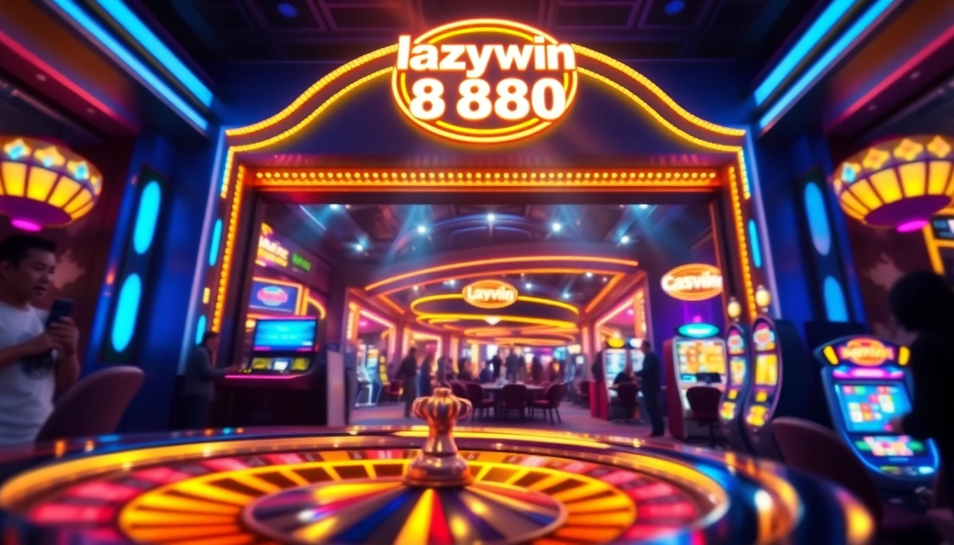 Experience the thrill of lazywin888 with vibrant casino lights and exciting games.