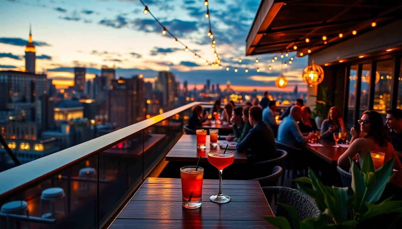 Enjoy cocktails with stunning rooftop views at NoHu, an elegant bar in Weehawken, NJ.