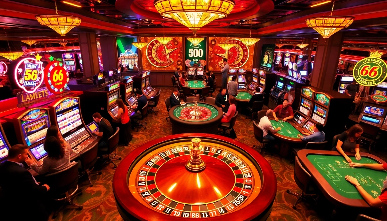 Experience thrilling moments at the casino with games from https://68gamebai.download/, featuring vibrant activity at roulette and poker tables.