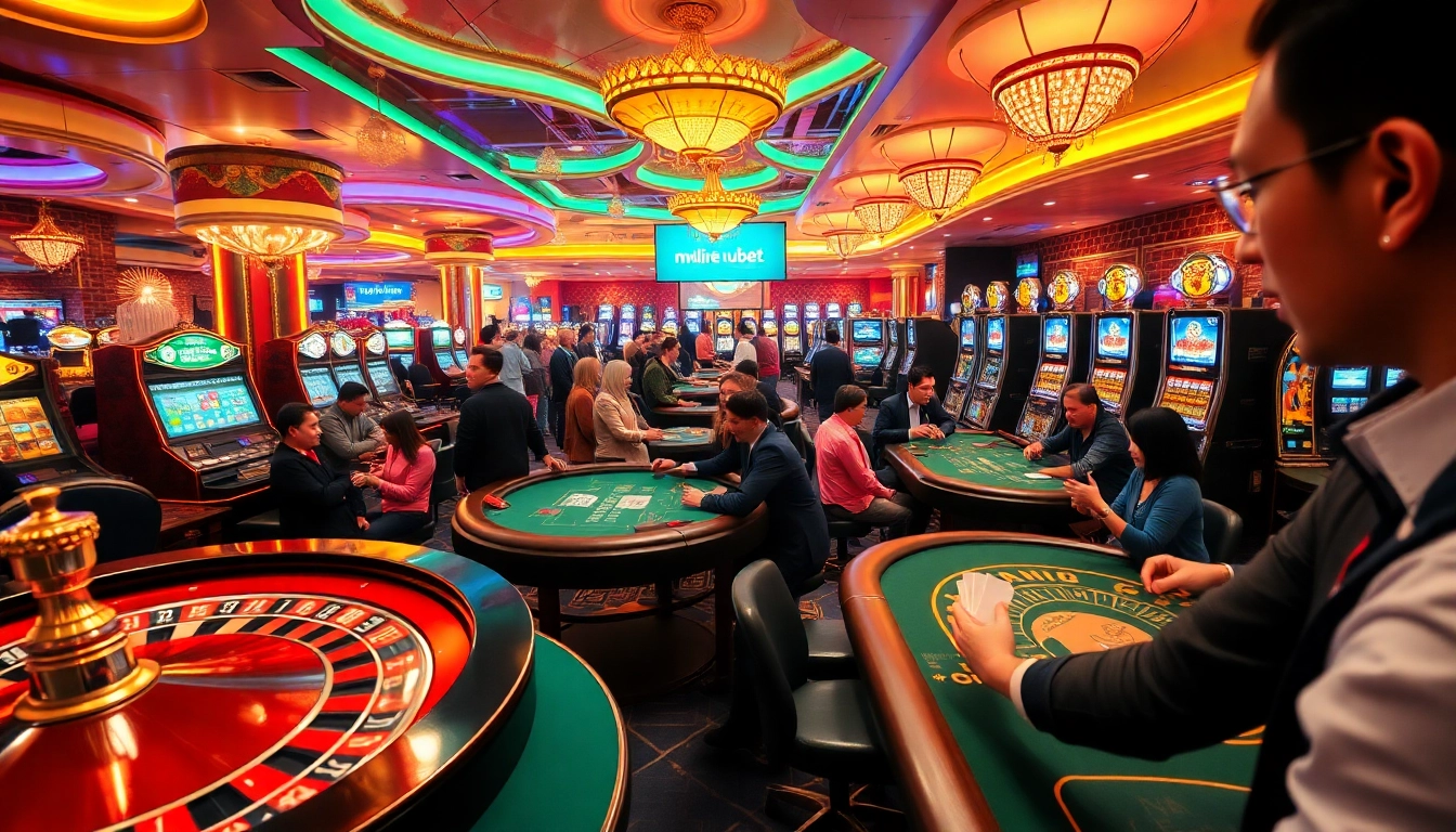 Players at the nhà cái kubet casino celebrate a thrilling roulette win amidst vibrant gaming tables.