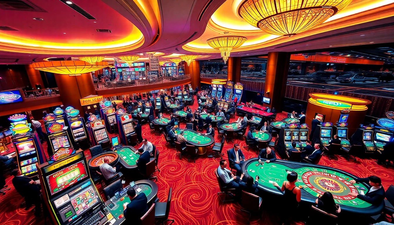 Experience the thrill of gaming at rr88 casino featuring vibrant slot machines and intense poker action.