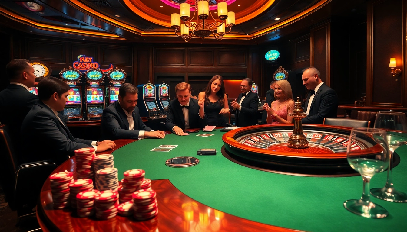 Players betting at a poker table in a luxurious casino setting excitedly engaging with https://123bvi.org/ for thrilling gaming experiences.