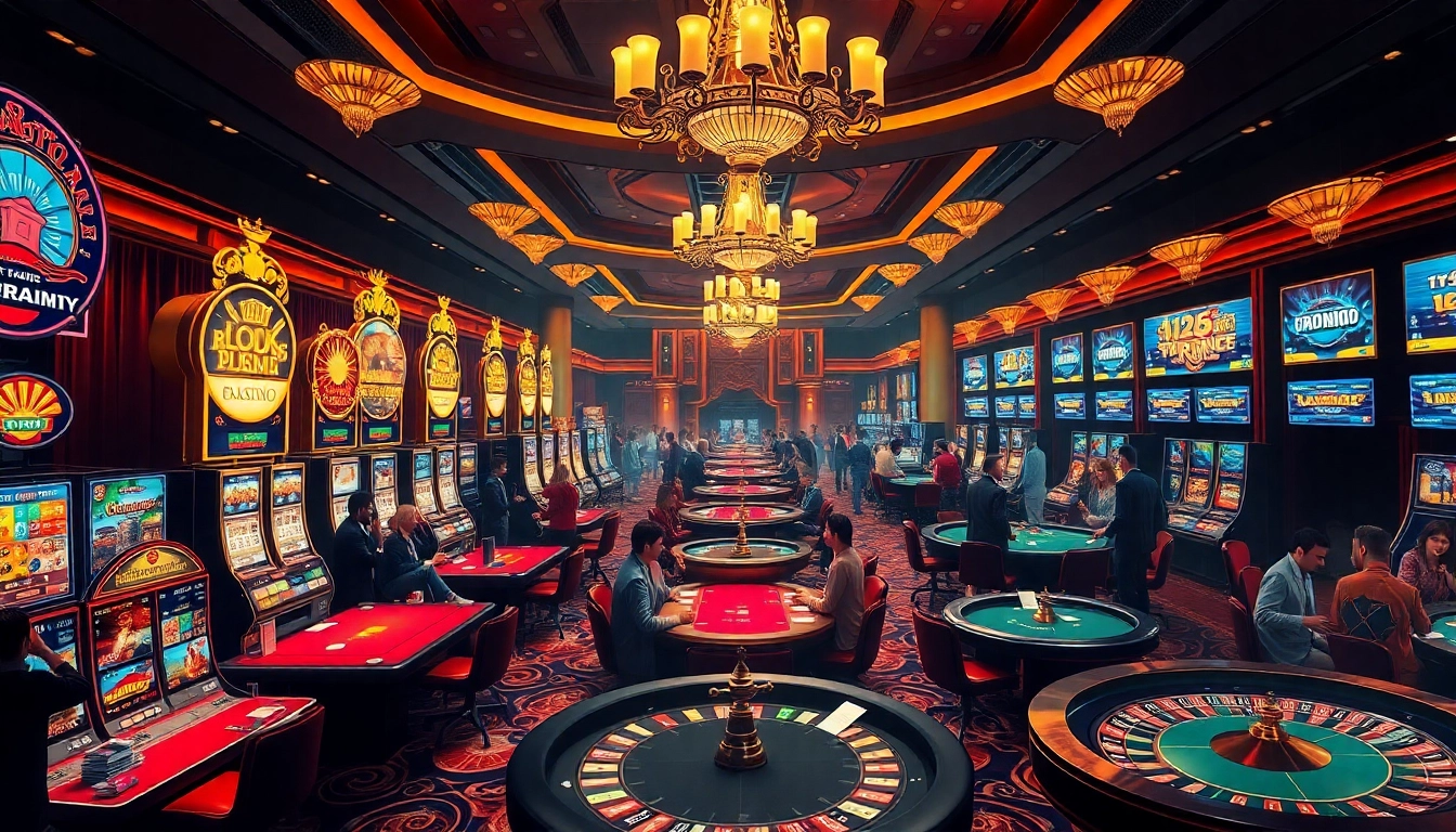 Experience the excitement of https://32win.army/ with players celebrating wins at a vibrant casino!