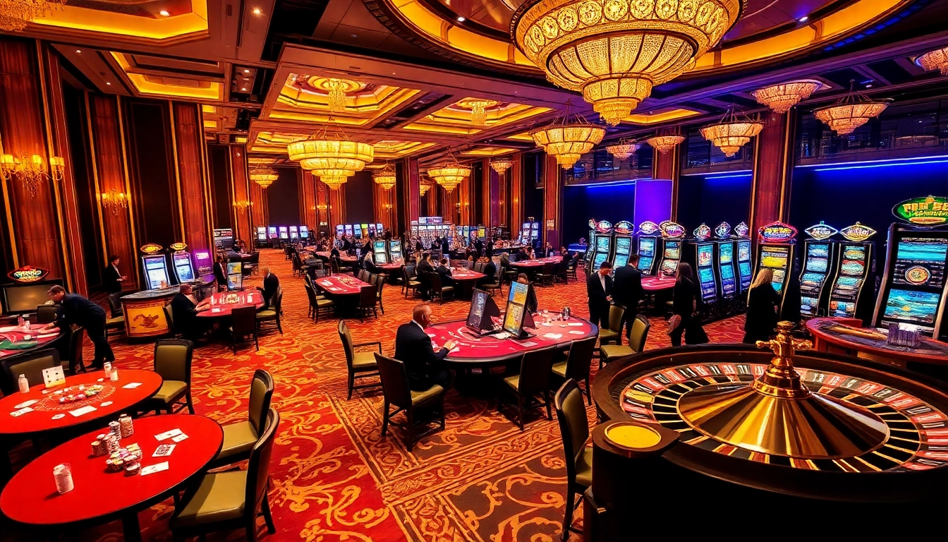 Experience the thrill of rr88 casino with players enjoying dynamic table games and slot machines.