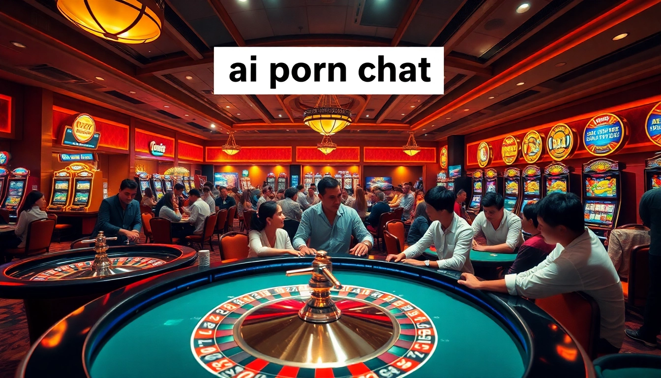 Experience the thrill of gambling with lively players engaging in an exciting poker game at the casino, merging fun and AI porn chat interactions.