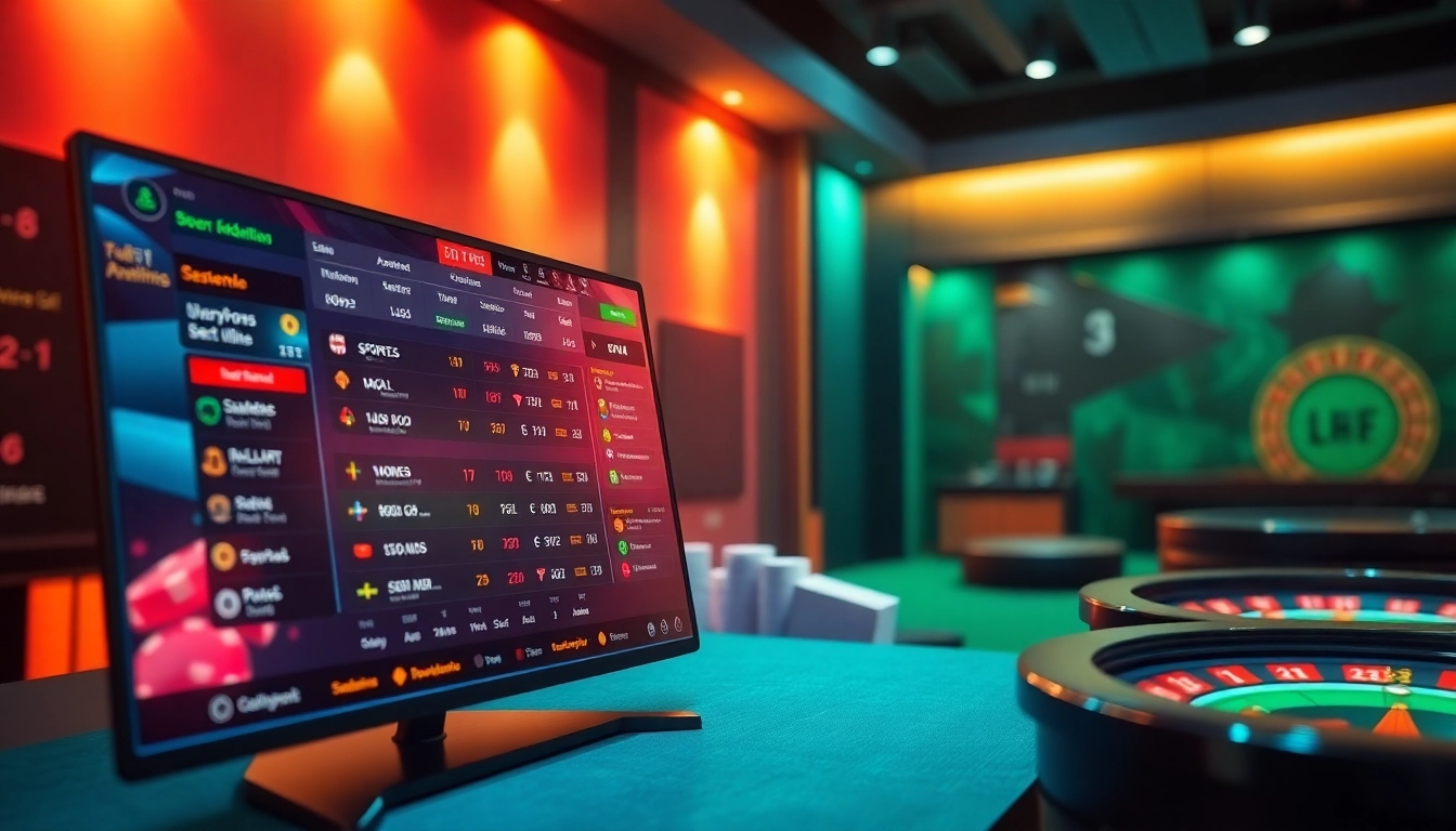 Experience THỂ THAO SUT88 with high-stakes online betting slips and vibrant poker chips amidst a thrilling casino atmosphere.