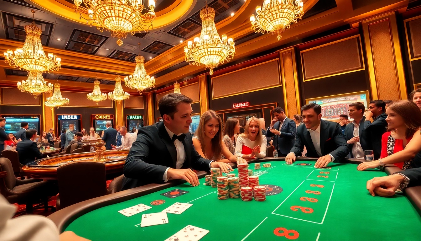 Experience the thrill of poker at hm88. com with players and vibrant chips on the table.